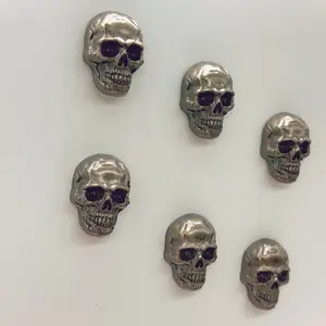 6PCS Gothic Skull Stainless Steel Refrigerator Magnets, Unique Halloween & Gothic Theme Decor, Detailed Skull Design, Metal Wall Art Decoration, Refrigerator Decorating Magnet