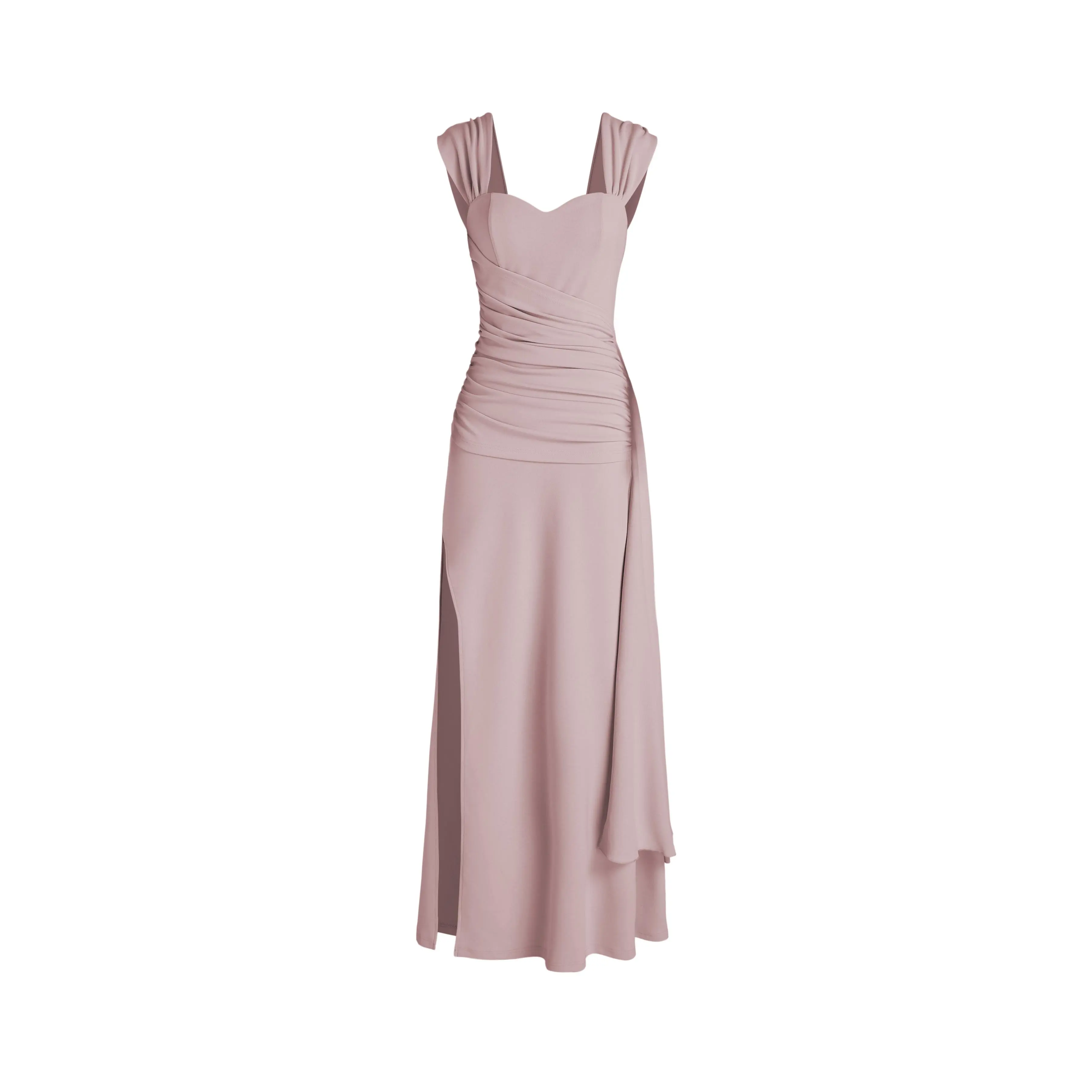 Cider [3 colors, size 0-26] Satin Sweetheart Ruched Split Maxi Dress -  TikTok Shop