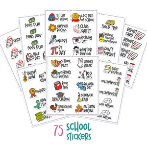 School Planner Stickers for Calendars & Journals - 78 Cute Stickers on Premium Matte Vinyl - Perfect for School Planning & Organization - REGULAR Size