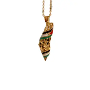 Palestine map flag necklace