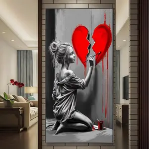 Broken Heart Pattern DIY Diamond Arts Colorful Painting Kit without Frame, DIY 5D Diamond Arts Colorful Painting Kit, Wall Art Decor for Home Living Room Bedroom