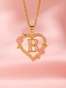 Elegant Flower Heart Pendant Necklace, 26 Letter Design, Initial Necklace Jewelry, Stainless Steel Chain, Perfect for Music Festivals, Parties, Daily Wear