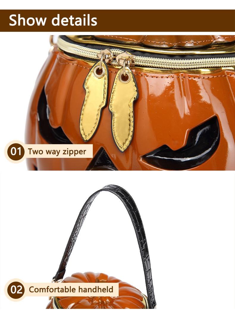 3D Pumpkin Crossbody Bag - Cute Jack-o'-lantern Halloween Purse - Unique Orange Novelty Shoulder Bag for Women & Girls