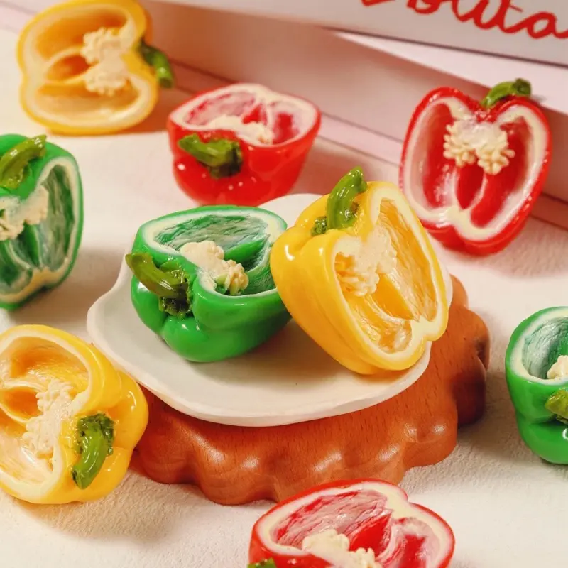 Realistic Pepper Resin Charm 1pc for Keychain DIY Craft Gift Idea Multicolor Decorative Accessory