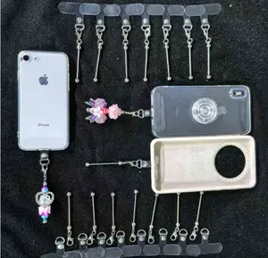 20pcs New Cute Silver Phone Case Holder with Beadable Keychain Bar