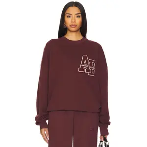 ANINE BING Miles Oversized Sweatshirt Letterman in Dark Burgundy