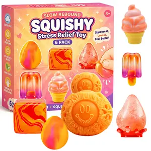 6-Piece Set Mystery Squishy Box, Blind Box Malt Sugar Stress Relief Fidget Toys, Sensory Bundle, Creative Slow-Return Squishy, Party Gift, 6 Different Styles