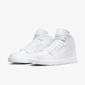 Nike Air Jordan 1 Mid Triple White 554724-136 Men's Shoes NEW Athletic Sneakers
