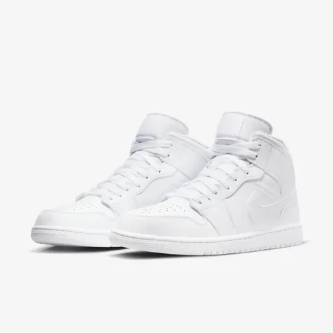 Nike Air Jordan 1 Mid Triple White 554724-136 Men's Shoes NEW