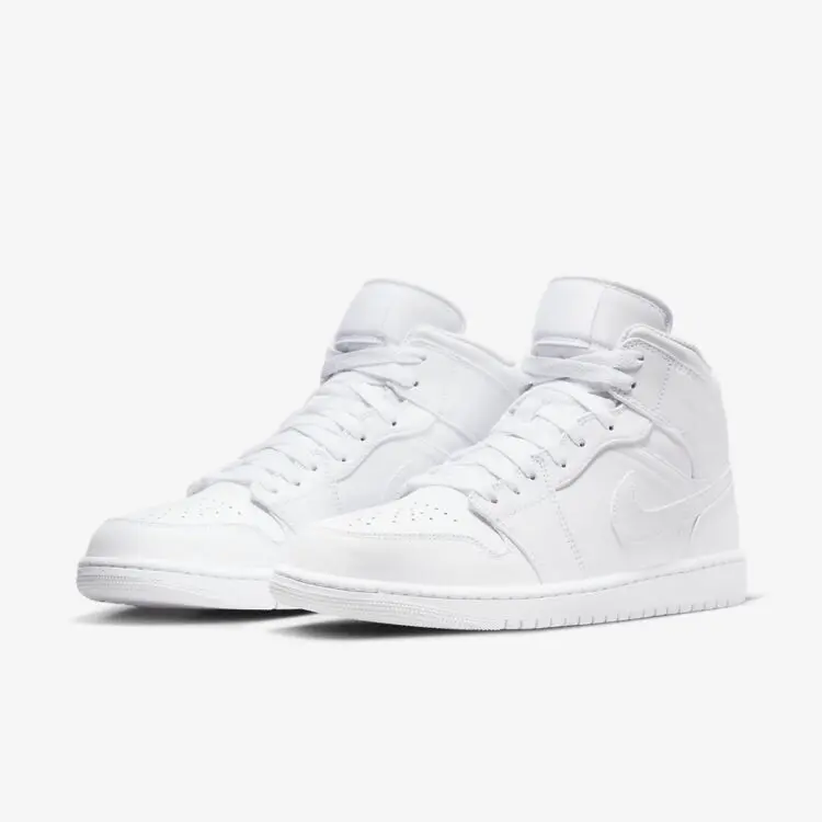 Nike Air Jordan 1 Mid Triple White 554724-136 Men's Shoes NEW Athletic Sneakers Stylish Sneakers Trainer Sneakers