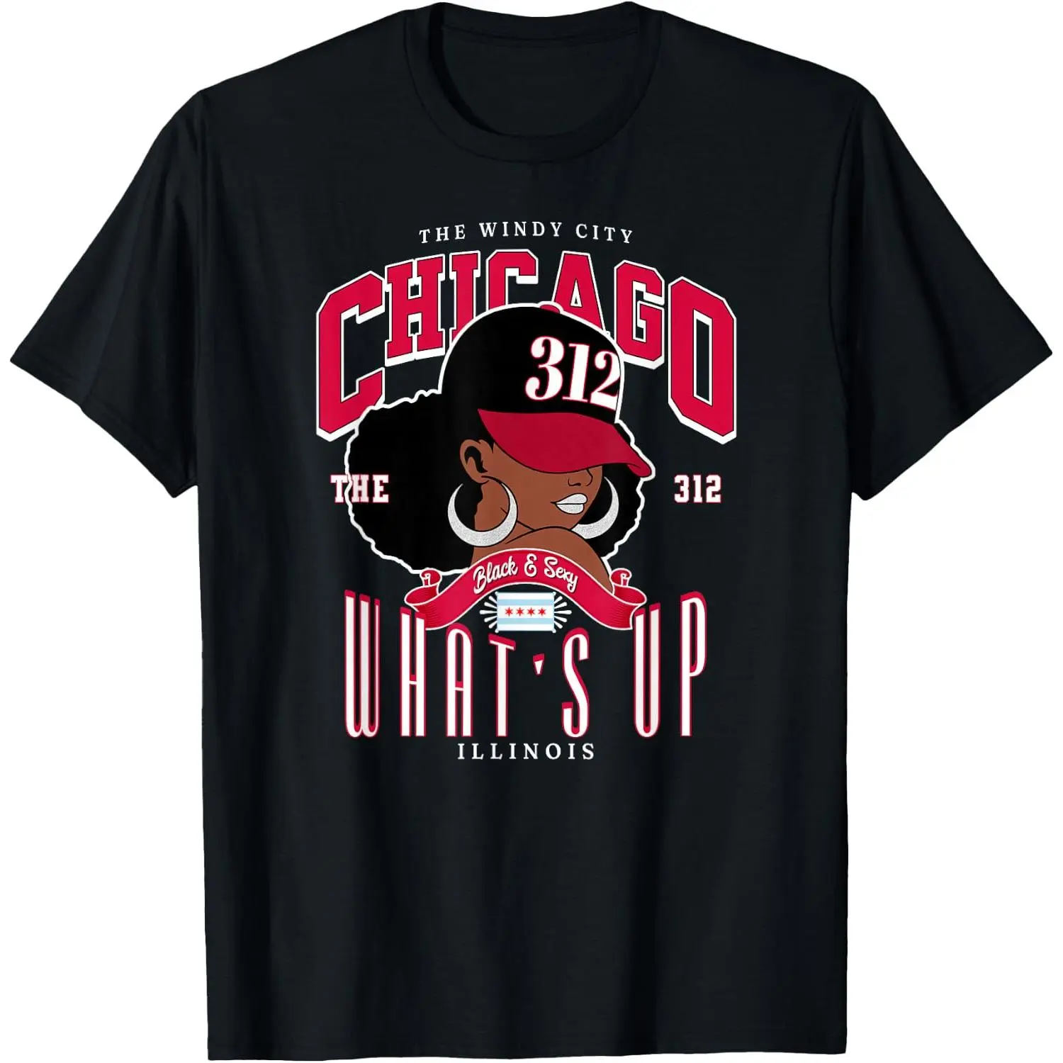 100%cotton 312 Chicago Illinois Area Code Melanated Pride Gifts T-Shirt