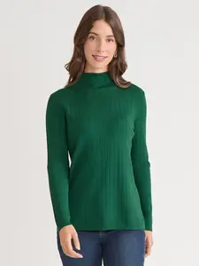 Wide Rib Funnel Neck Top