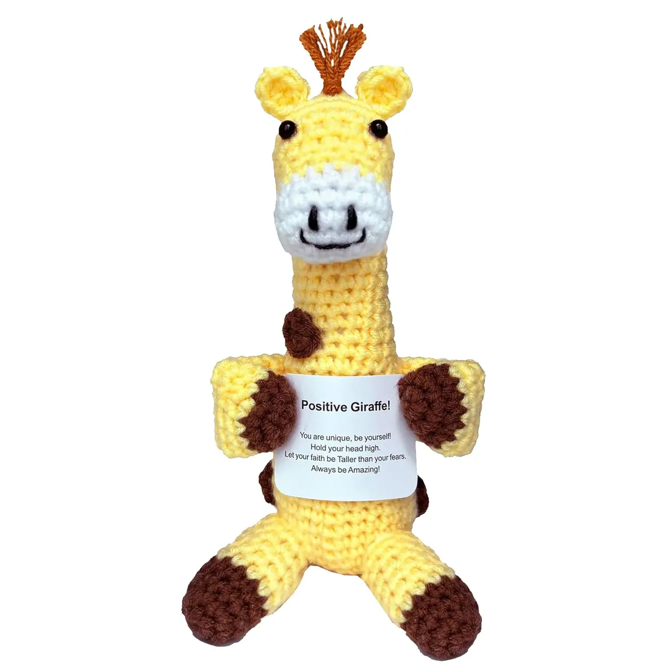 Positive Crochet Animals Amigurumi Giraffe Birthday Christmas Gifts for Women Daughter Friend, Handmade Emotional Support, Crochet Giraffe Doll for Stocking Stuffers Home Decor, Crochet Figure, Giraffe Stuffed Animal