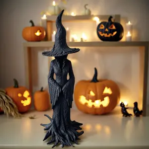 Hand-painted Halloween decoration, charming resin witch statue, exquisite desktop decoration, indoor holiday decoration, perfect gift choice