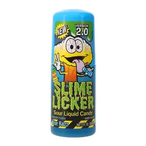 SLIME LICKER Toxic Waste Slime Licker 2.0 NEW Version Sour Candy Blue Razz Flavor Sweet Snack Candies Bonbon Edible Gummy Blue Raspberry Flavor Ball Applicator Portable Resealable Bottle