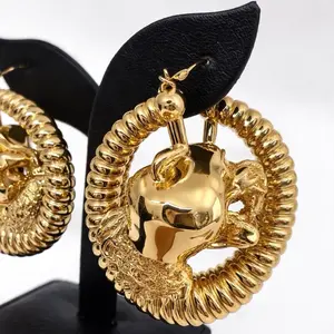 Gold Plated Round Hoop  design Earrings 4Nickel Free for Daily Wear Wedding Party Women's Gifts