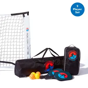Pickleball 2-Player Set with Paddles, Net, and Balls, Includes Black Carry and Storage Bags