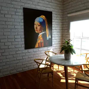 Girl with a Pearl Earring by Johannes Vermeer DIY Custom Major Brick Brand-compatible Dot Art Kit (includes baseplates, dots, frames, tiles, hangers, and instructions)