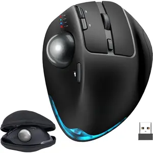 MAM1 Pro  Trackball , Hard Travel Case (Include)   Rechargeable  Mice with 5 Level DPI, Adjustable Angle, 3 Devices Connection for PC, , Windows