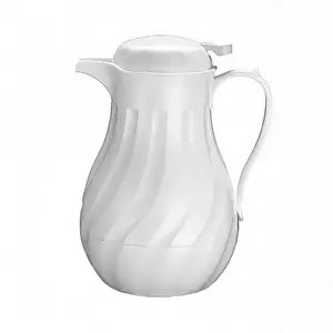 White Plastic Pitcher with Lid and Handle for Easy Pouring and Serving