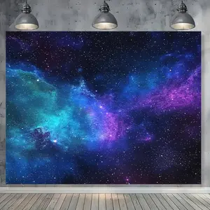 Polyester cosmic galaxy starry sky Milky Way stars background. Perfect for wedding, party, outdoor pictures, indoor/outdoor decor, live streaming, or photo booths. Generously sized for multipurpose use in all seasons.