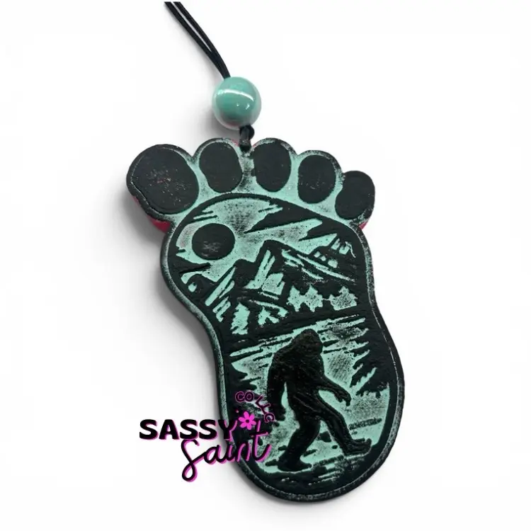 Sasquatch Sunset Freshie | Bigfoot Car Air Freshener | Retro Mountain Sunset Air Freshener | Cryptid Car Charm | Gift for Bigfoot Lovers