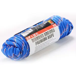 Wellmax Diamond Braid Nylon Rope 3/8" X 50FT - Extra Thick, Shock Absorption, UV Resistant, High Strength, Weather Resistant