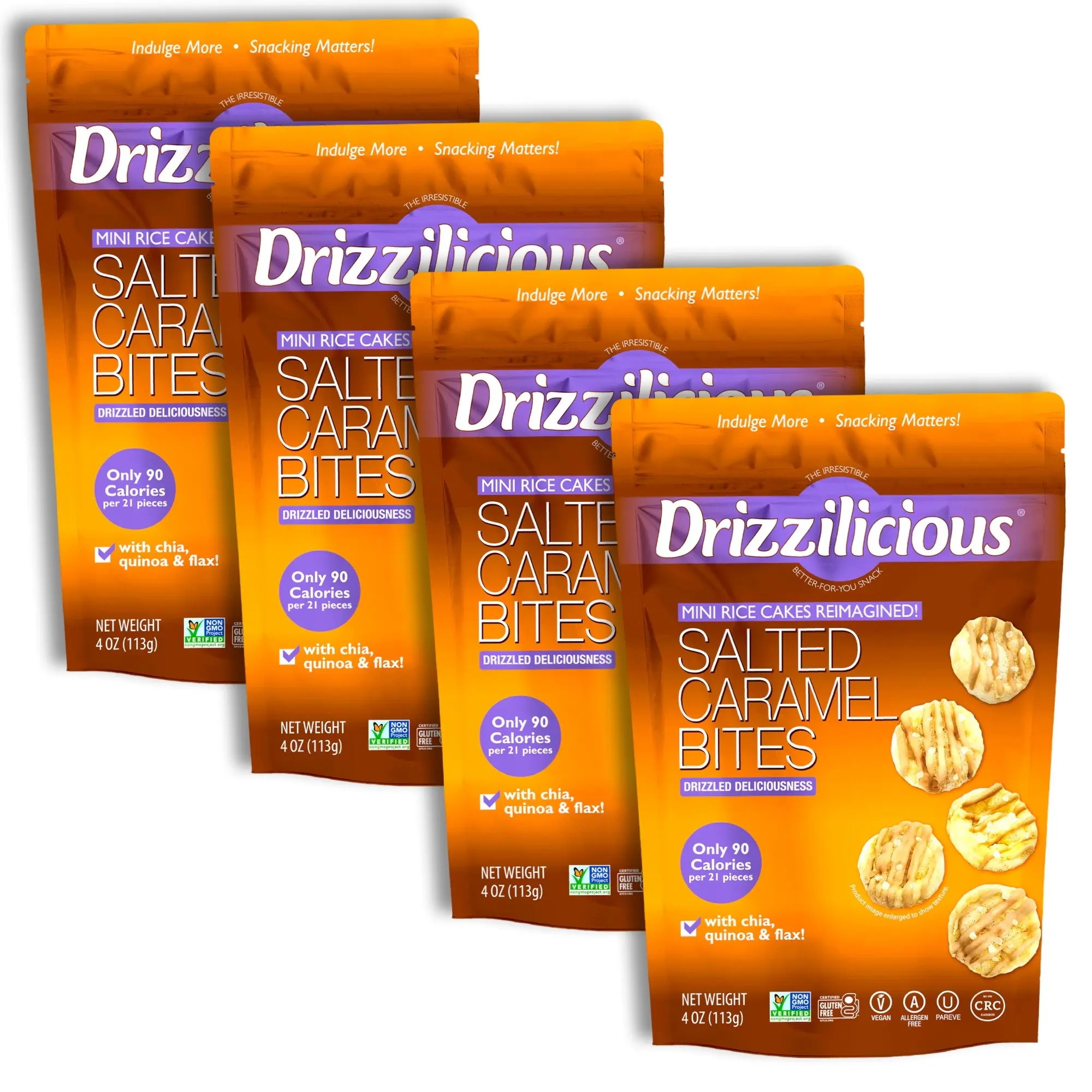 Drizzilicious Mini Rice Cake Bites, Salted Caramel | 4 Bags Drizzilicious Mini Rice Cake Bites, Salted Caramel | 4 Bags