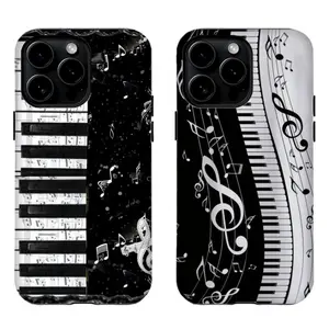 Black & White Piano Key Music Note Phone Case|Music Lover Aesthetic Protective Cover For iPhone 17 Pro Max 16 15 14 13 12 11 for Samsung S21 S22 S23 S24 S25 S26 Phone Case|Best Gift