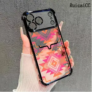Compatible Phone Case iPhone 17 Pro Max 16 15 Plus Air 14 13 12 11 Western Boho Tribal Aztec Style Pattern Transparent Full Coverage Four Corners Anti-drop Casing