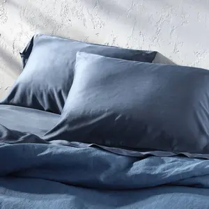 Standard 400 Thread Count Rayon from Bamboo Pillowcases Dark Mineral Blue - Casaluna