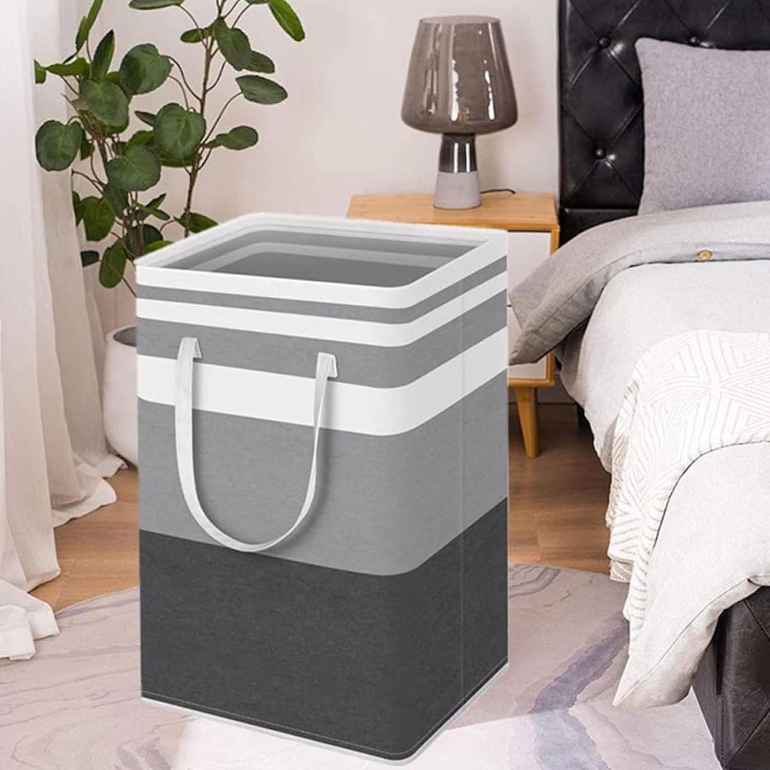 2 Pack Grey Laundry Baskets 75L Large, Collapsible Laundry Hamper Dirty Clothes Hamper Freestanding Waterproof with Reinforced Padded Handles, for Dorm Bedroom Bathroom Apartment Essentials