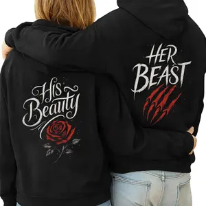 His Beauty Her Beast Gothic Sweatshirt - Matching Couple Streetwear - Unique Anniversary Gift for Him and Her