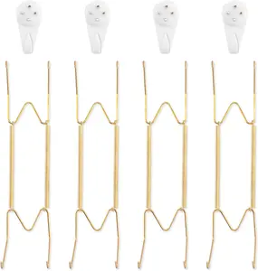 Plate Hangers The Wall 4 Pack Suitable 10-14 inch Art Plate Stainless Steel Invisible Wire Plate Holder Wall Hooks