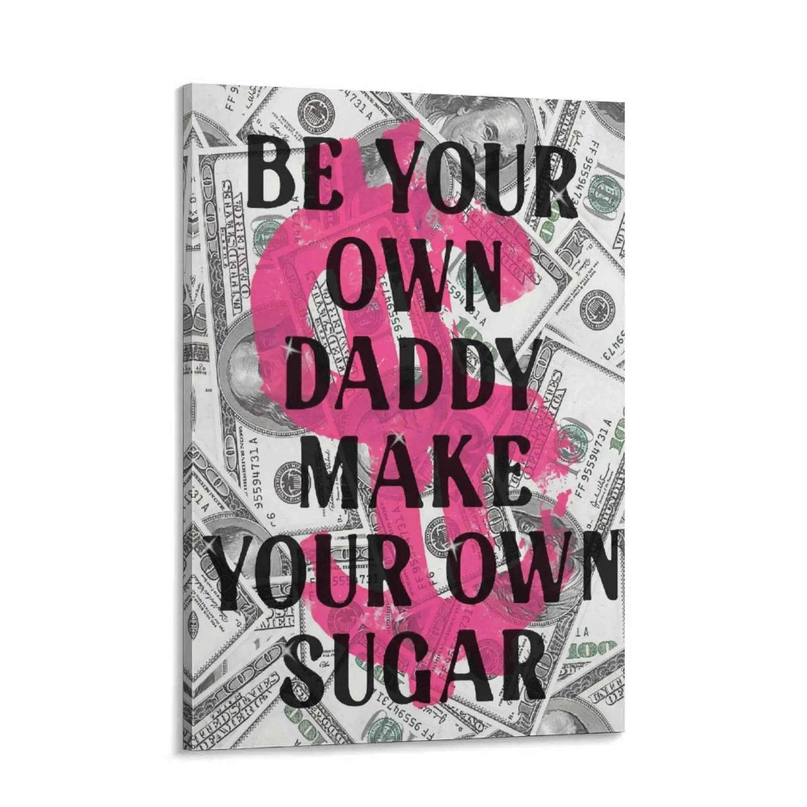Girl Boss Quote  Art Canvas, Pink Luxury Bedroom Decor, Feminine Glam Room Poster, Motivational Money Aesthetic  Decor for Apartment Setup wall
