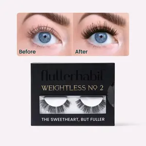 FlutterHabit At Home Lash Extensions Weightless No 2 2 Pair Adhesive Not Included