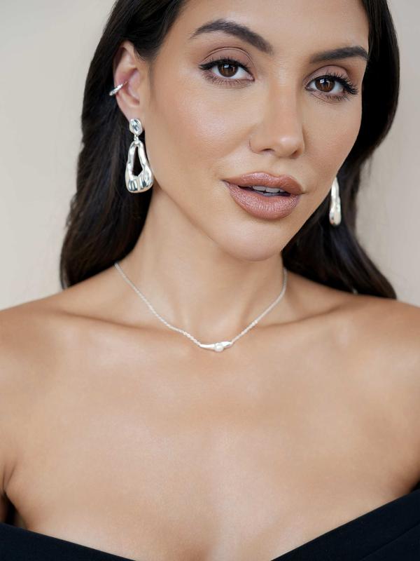 Ettika Molten Drop Earrings - 18k Gold Plated, Silver Plated, Zinc, Lightweight & Versatile, 1.88" Length, Post Closure, Elegant Design