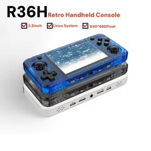 New Retro Portable Console R36h, Linux Open Source System, Classic Game Console, 3.5 Inch IPS Screen, Portable Video Player, 64GB Memory