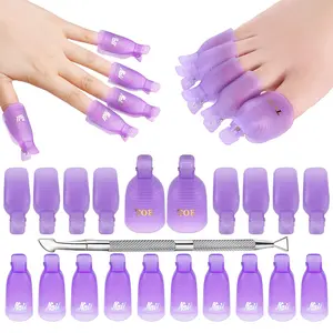 Gel Polish Remover Clips Kit – 20pcs Soak-Off Nail Clips + Cuticle Pusher Tool