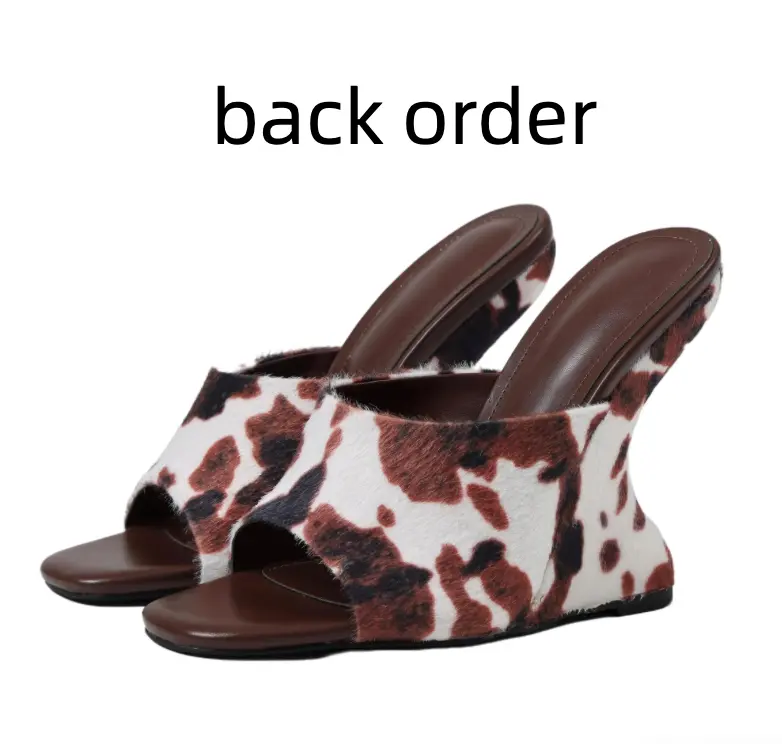 AMINUGAL Cowprint Wedge Heel Sandals Fashionable Mules for Women Comfortable Walking Shoes & Stylish Footwear Ideal for Casual Outings - Girl, Sandals Women, Wedge Heels For Women