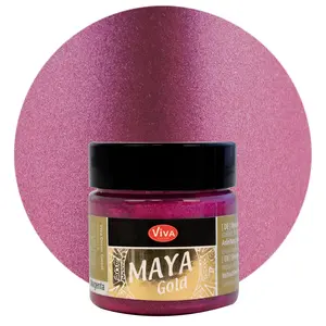 Viva Decor Maya Gold (Magenta) 1.52 Fl Oz - Shiny metallic acrylic paint for creative works on wood, glass, and porcelain. Impact-resistant, smudge-proof, and weatherproof for long-lasting results