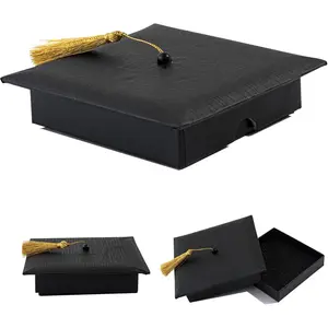 Graduation  Box with Tassel Class of 2026 COLOR Graduation Cap Box  Wrapping Grad Keepsake Memory Decor for College Graduate High School Party Favor  (Black)
