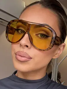New Fashion Pilot Sunglasses, High-End Sun Protection, Trendy Shield Shape, Y2K Style, Suitable for Street Photography, Vacation, Driving, Shopping, Trendy Vintage Sunglasses, Trendy Styling Sunglasses, Summer Trendy Sunglasses