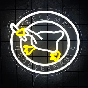 Murder Duck with Knife Neon Sign Untitled Goose Neon Light for Room Decor, Become Ungovernable LED Duck Signs for Wall Decor Game Room Man Cave Birthday Funny Neon Light Sign Gifts