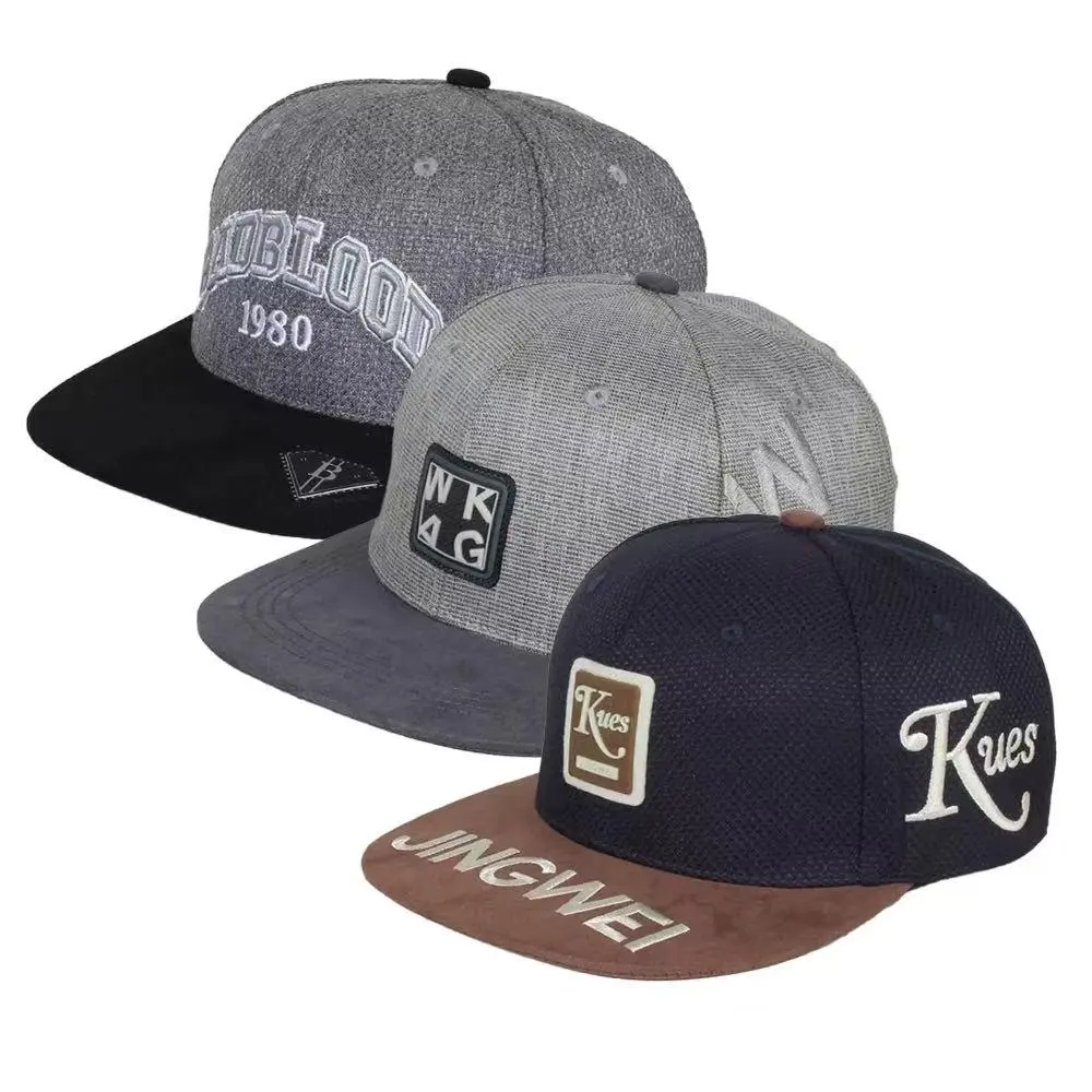 Men's Classic Acrylic Embroidered Flat Bill Snapback Baseball Cap - Mesh+Soft Suede, Breathable, Patch Logo, Casual Streetwear Hip Hop, Outdoor Sports, 3 Options, Lightweight, One Size Fits Most, Cold/Hand Wash Only, No Bleach, Flat Bill Hats, Snapback Ca