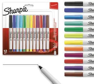 Sharpie Permanent Markers Ultra Fine Point Assorted Colors 12 Count