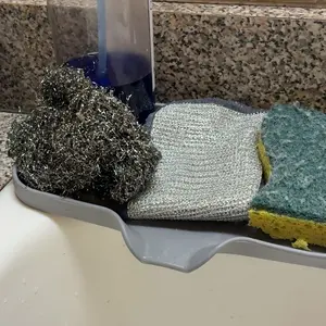 Household Essentials Silicone Sink Drain Mat, Non-slip Sink Drying Mat, Kitchen Gadget Space Saver, Self-draining Sponge Holder, Kitchen Accessories