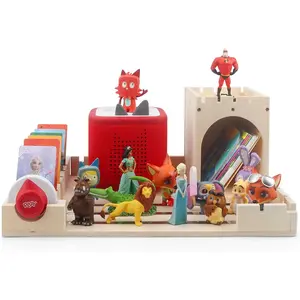 [Summer Special]Enchanted Castle Organizer for Tonies - Wooden Storage Shelf Compatible with Toniebox 2/1 Player & Tonieplay, Magnetic Display Holds 30+ Figures, Unpainted Natural Wood Shelf for Kids Room Décor