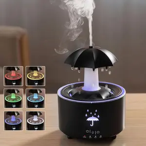 Umbrella Raindrop Humidifier, Essential Oil Diffuser with 7 Colors LED Light, 4 Timers Air Humidifier, Ideal Mini Air Vaporizer, Quiet Operation, Creates a Relaxing Environment, Suitable for Bedroom and Office, Yoga, Home Decor, Noiseless Humidifier