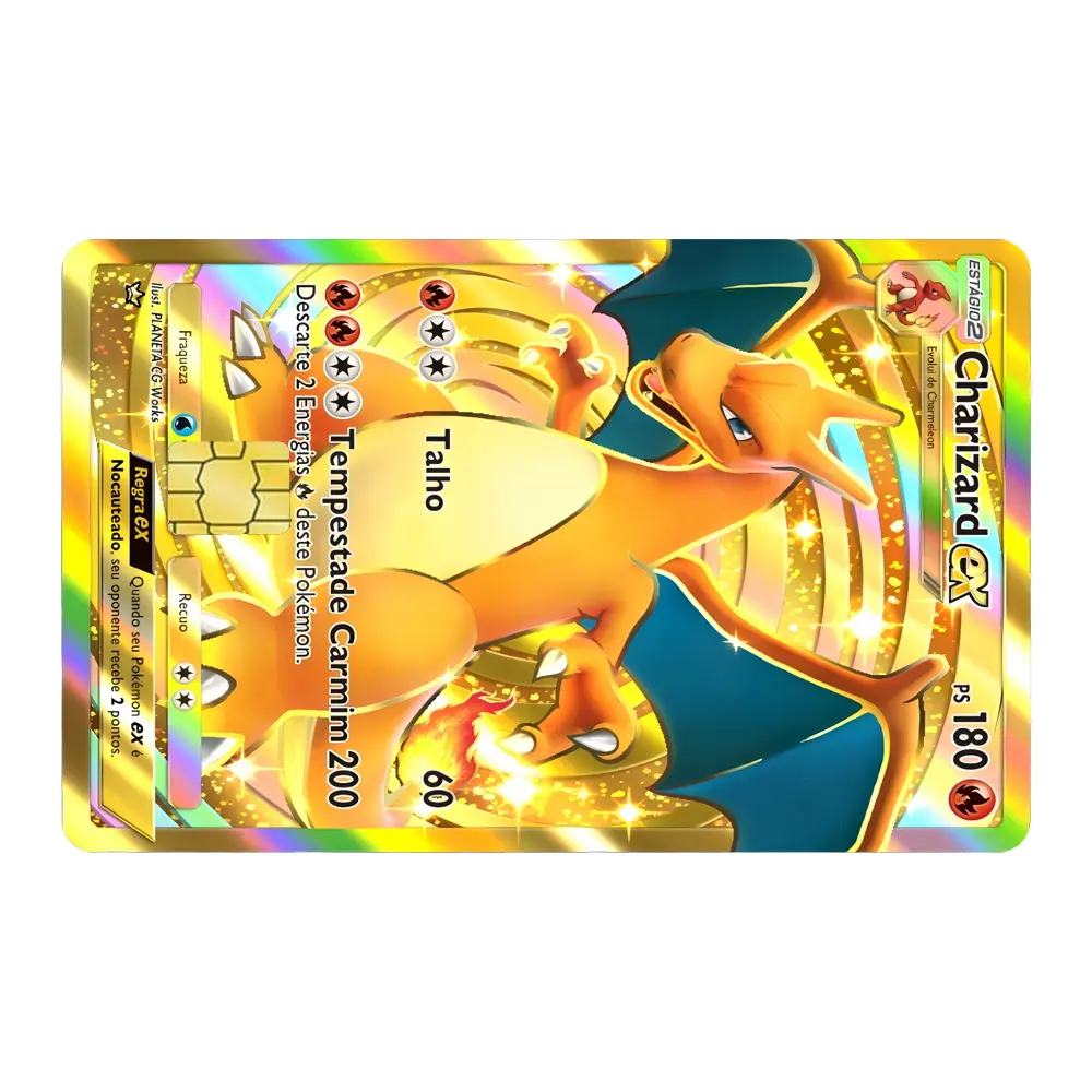 Holographic Charizard Custom ex Card Debit Card Skin - Credit Card Sticker,  Easy to install and remove, Suitable for Small Chips - TikTok Shop